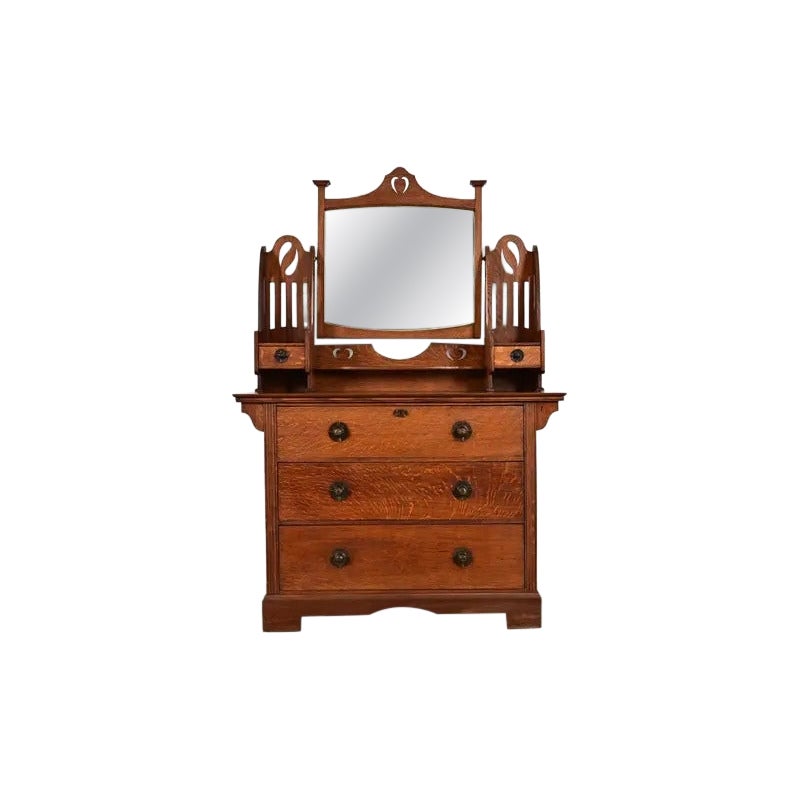 Liberty & Co. Antique Mission Oak Arts & Crafts Vanity Dresser, Circa 1900