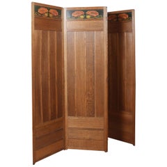 Liberty & Co Arts and Crafts Oak Four-Panel Folding Dressing Screen (paravent en chêne à quatre panneaux)