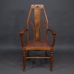 Liberty & Co Arts & Crafts Armchair with Heart Cut-Outs & Stylised Floral Detail