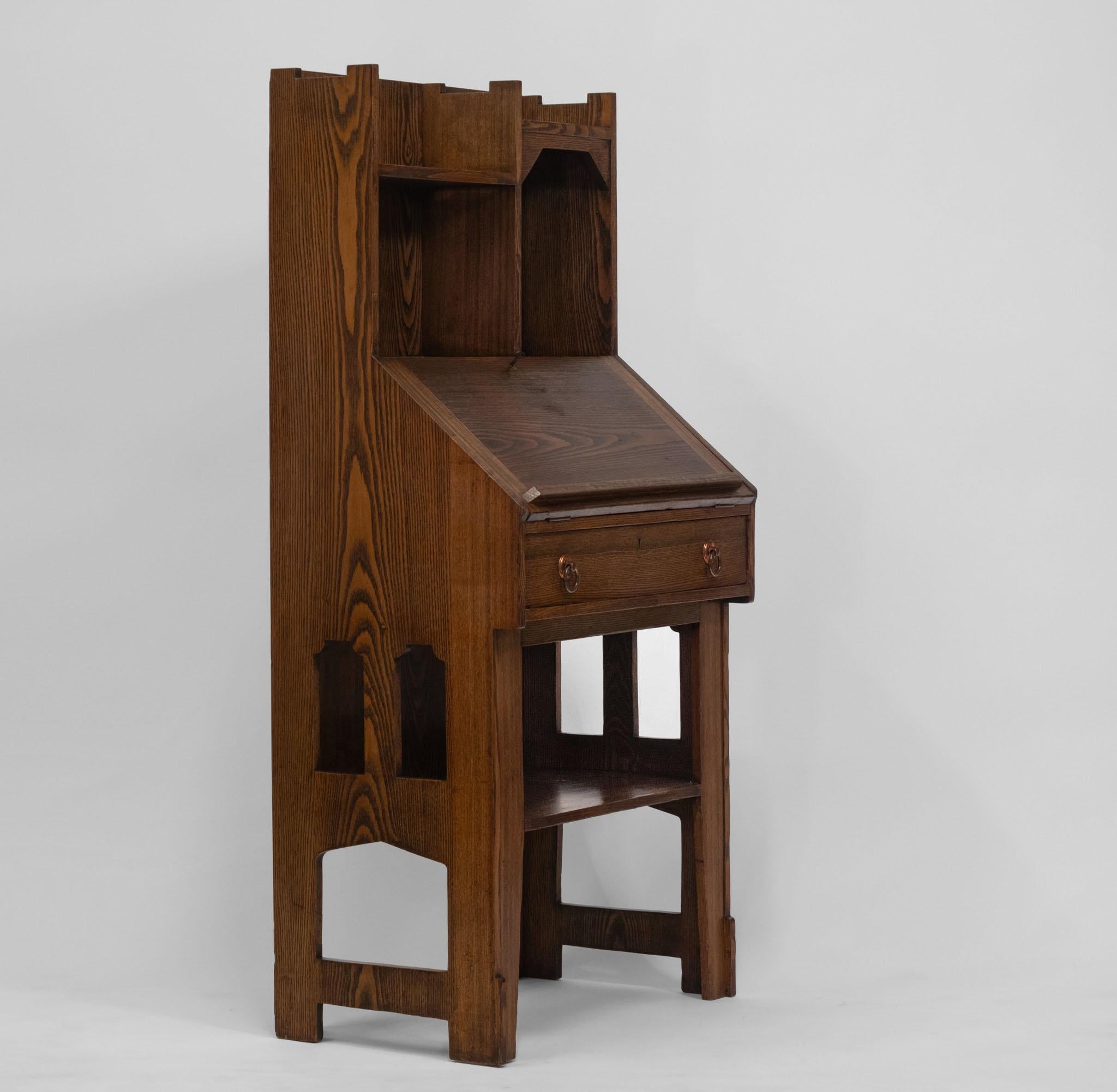 British Liberty & Co Arts & Crafts Bureau Writing Desk 1895 For Sale