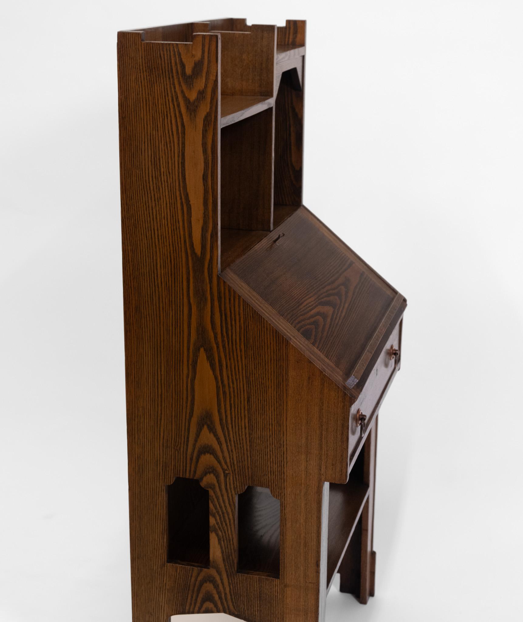 Liberty & Co Arts & Crafts Bureau Writing Desk 1895 In Good Condition For Sale In Norwich, GB