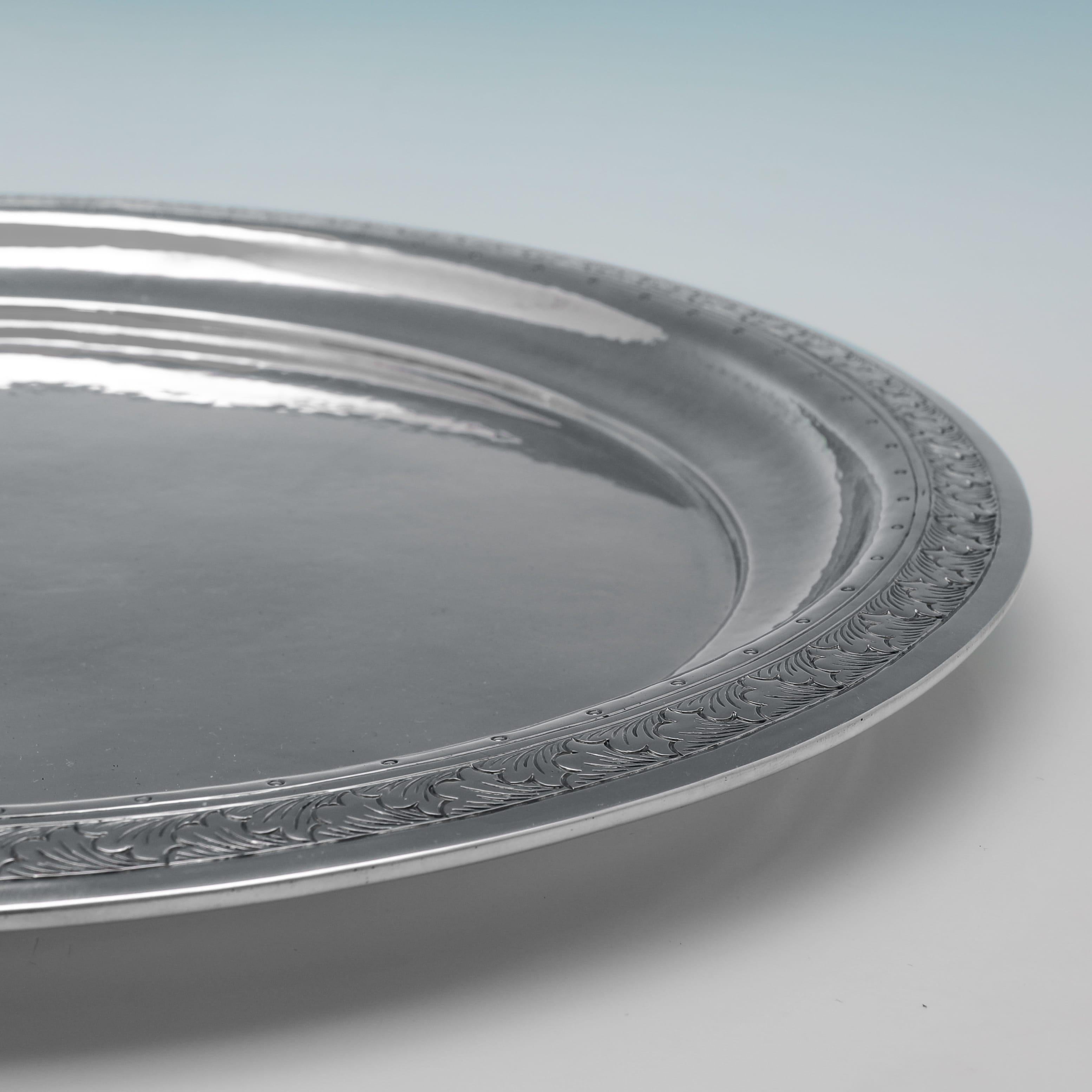 Arts and Crafts Liberty & Co. Arts & crafts design sterling silver serving tray made in 1931 For Sale