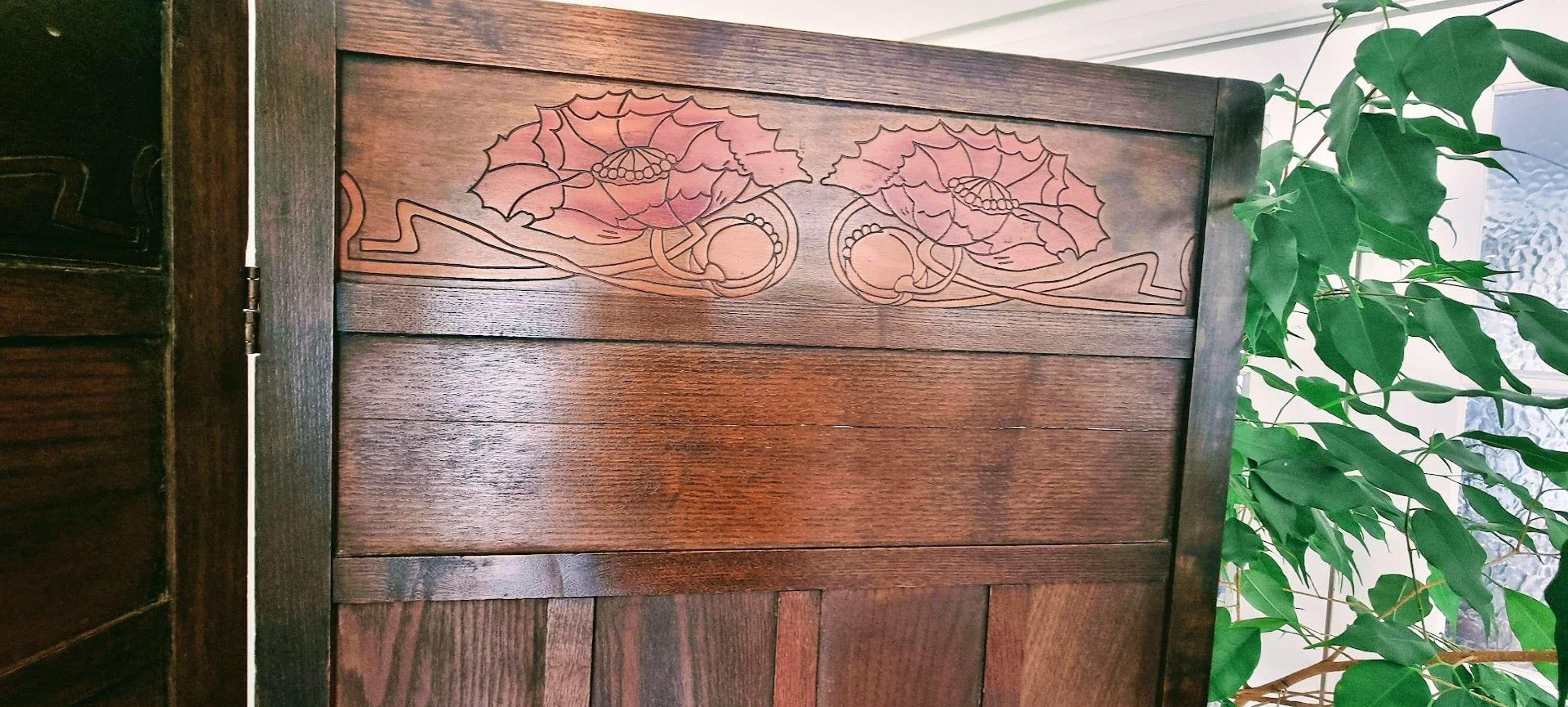 Arts and Crafts Liberty & Co Arts & Crafts four panel 'poppy' room divider screen