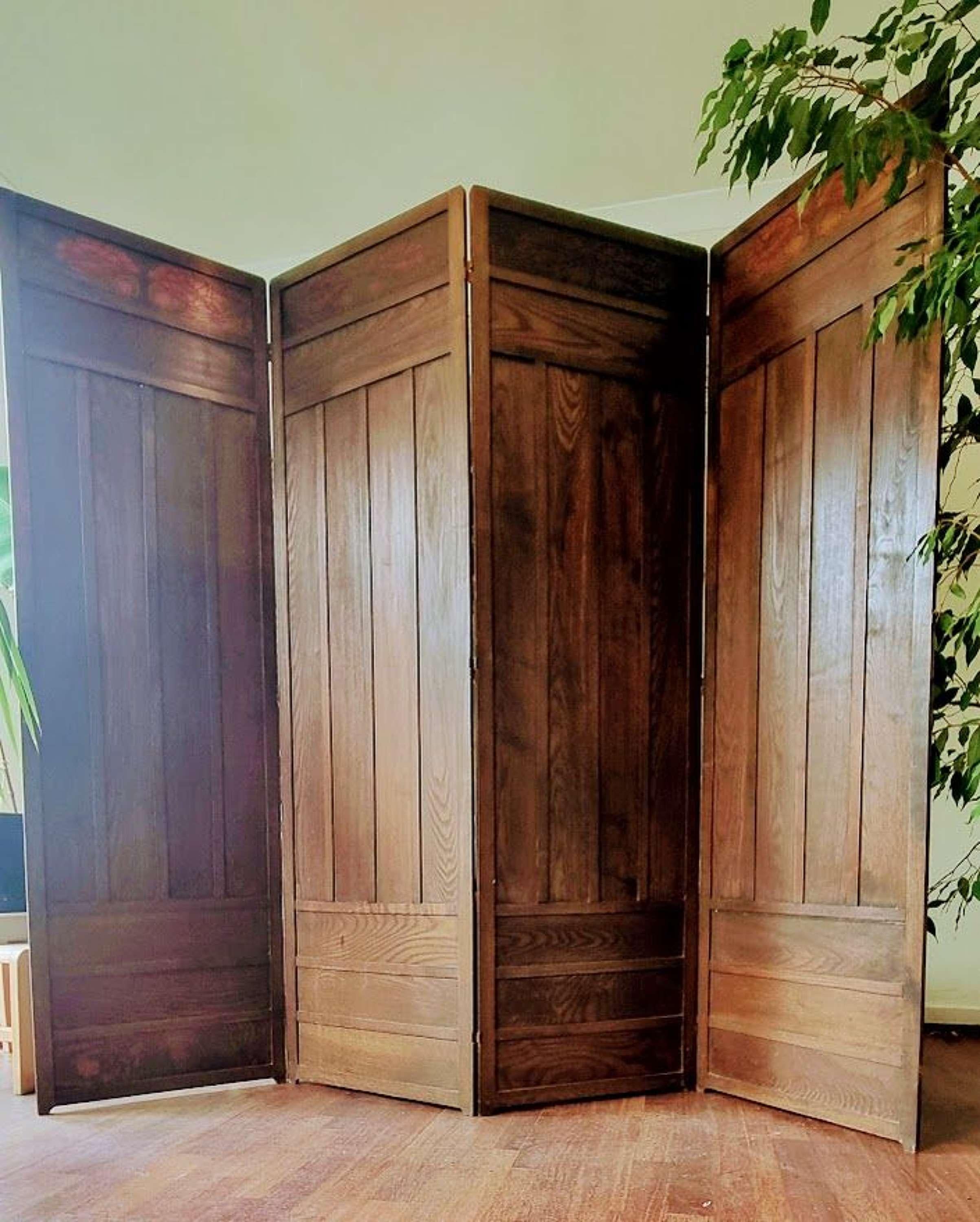 European Liberty & Co Arts & Crafts four panel 'poppy' room divider screen
