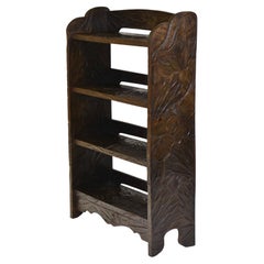 Liberty & Co Arts & Crafts Japanese Carved Fruitwood Open Bookcase