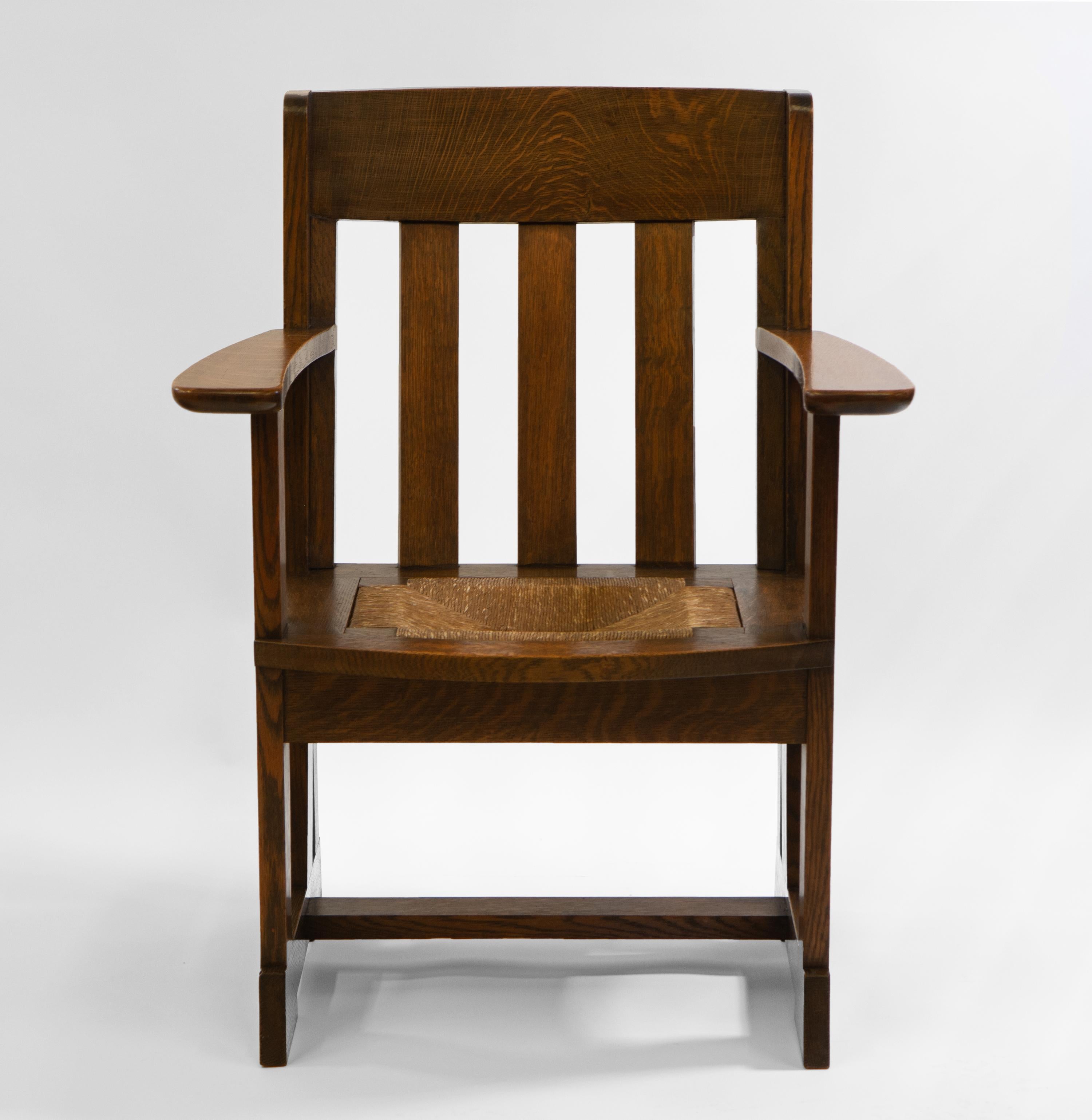 Liberty & Co Athelstan Arts And Crafts Oak Armchair  For Sale 4