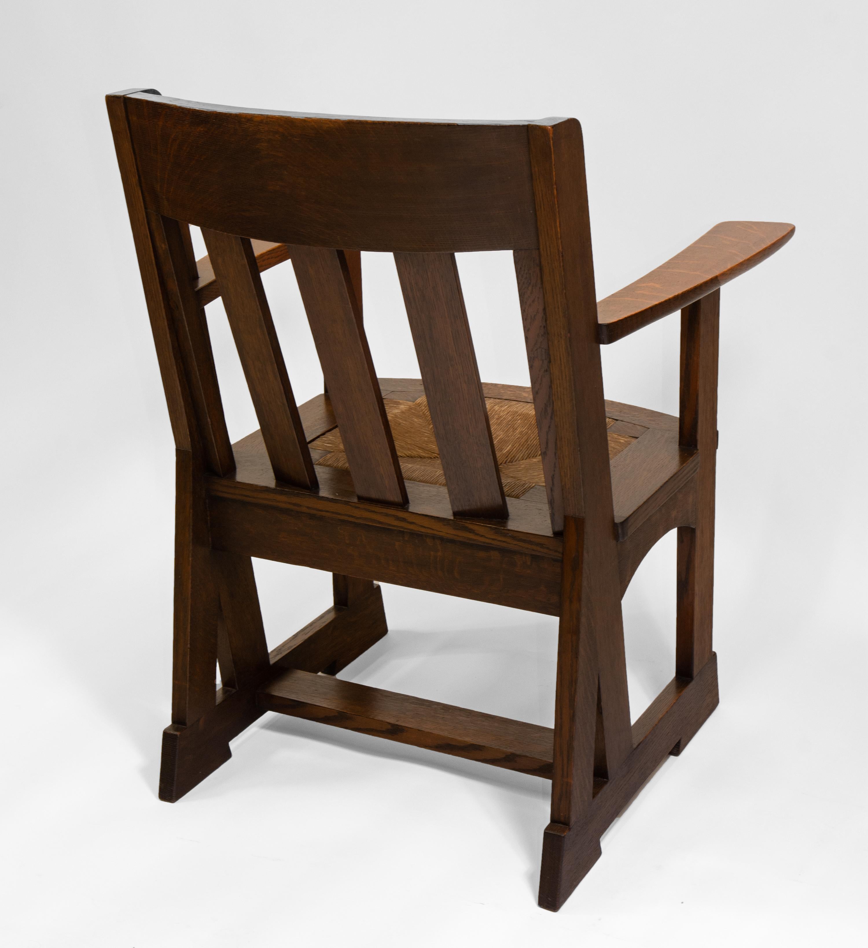 Liberty & Co Athelstan Arts And Crafts Oak Armchair  For Sale 5