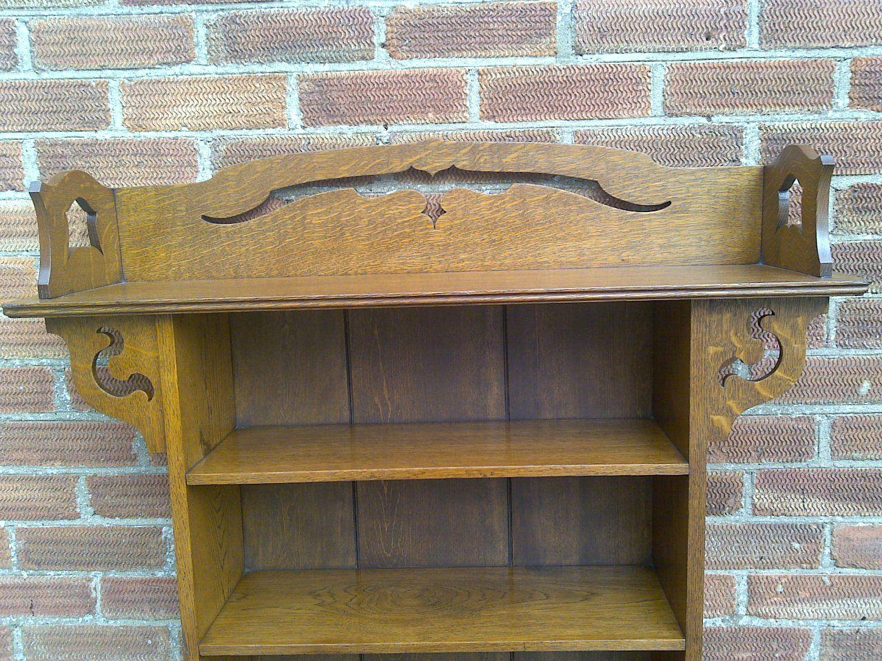Liberty & Co attr. Arts & Crafts golden oak bookcase & matching bureau bookcase 6