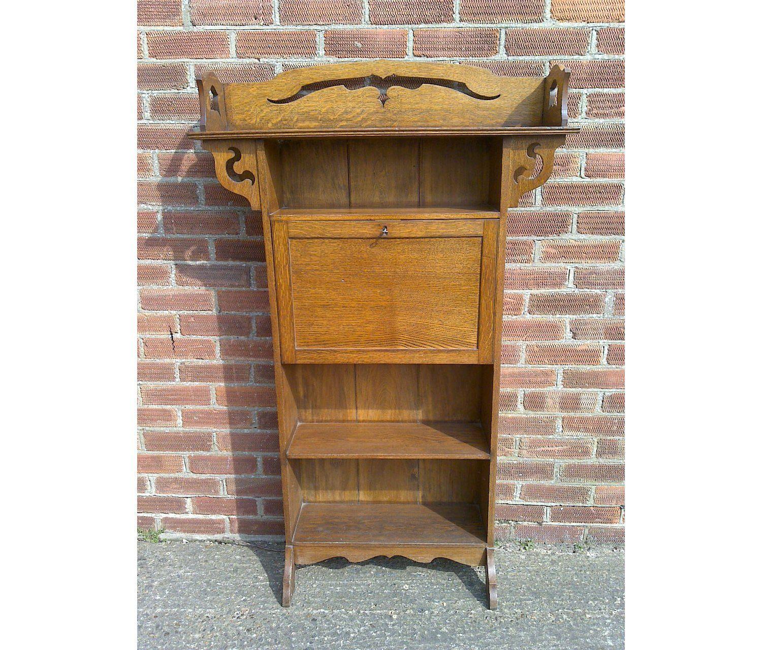 Arts and Crafts Liberty & Co attr. Arts & Crafts golden oak bookcase & matching bureau bookcase