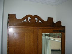 Liberty & Co. Attr Arts & Crafts Oak Double Wardrobe with Stylized Cut-Outs