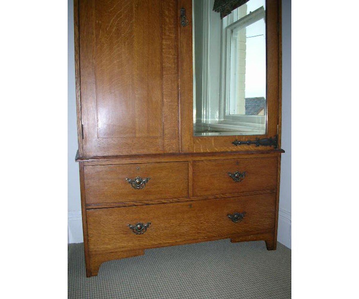 antique oak wardrobe with mirror