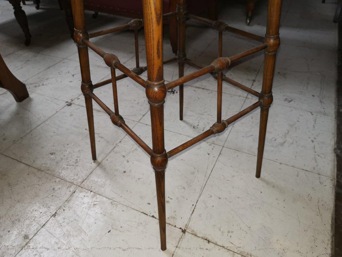 19th Century Liberty & Co, Attributed, Aesthetic Movement Ash Side Table with Bobbin Details.