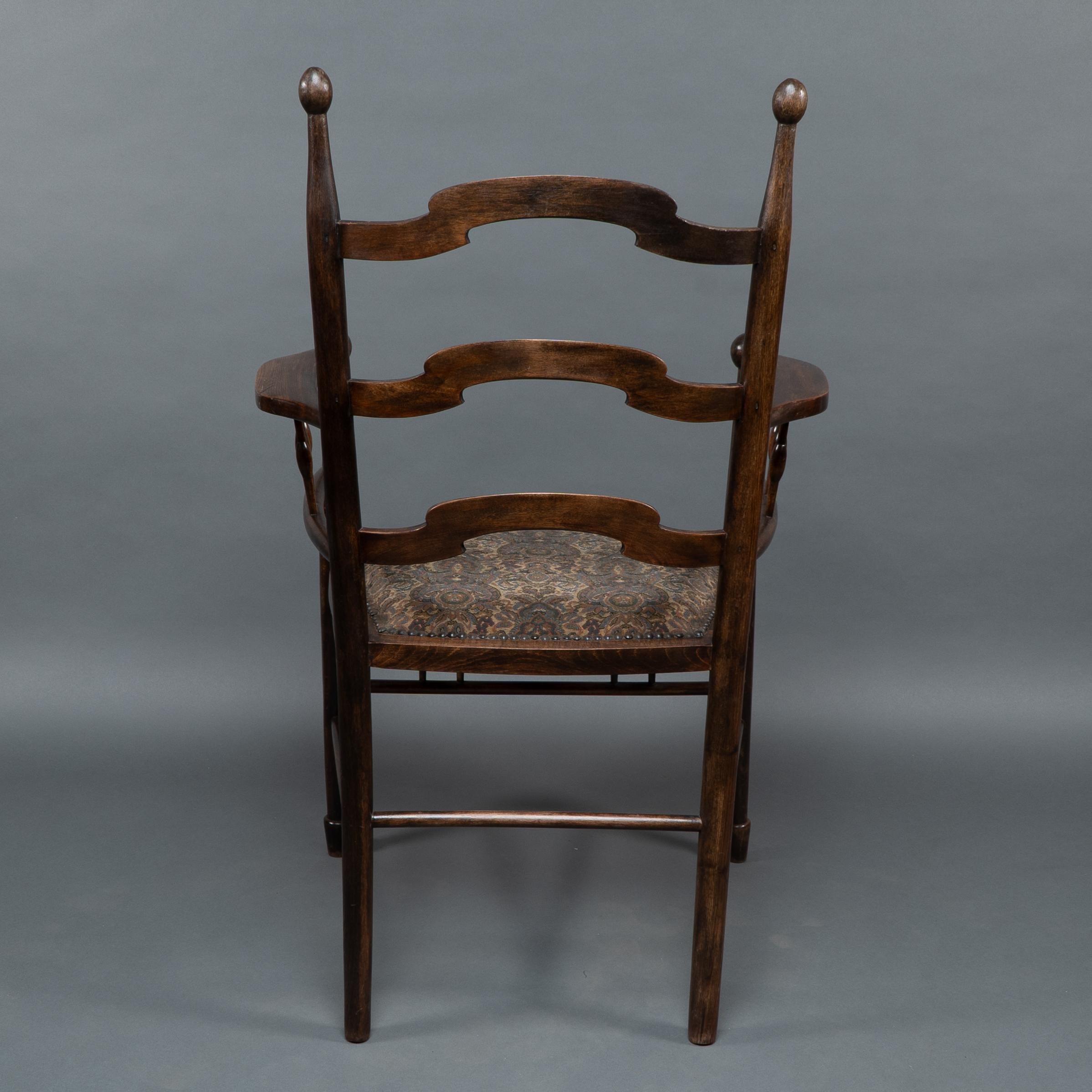 Liberty & Co Attributed, an English Walnut Arts & Crafts Ladder Back Armchair For Sale 13