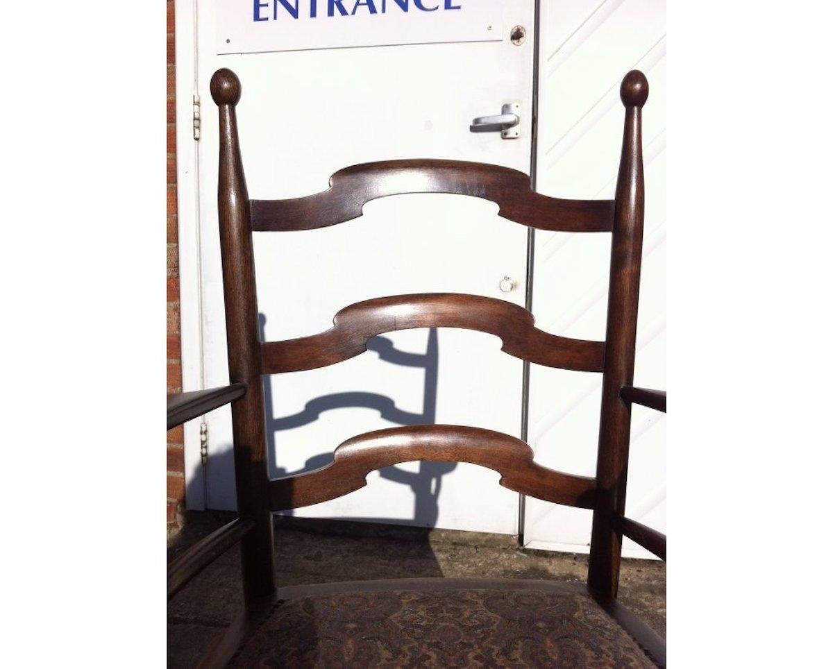 Liberty & Co Attributed, an English Walnut Arts & Crafts Ladder Back Armchair In Good Condition For Sale In London, GB