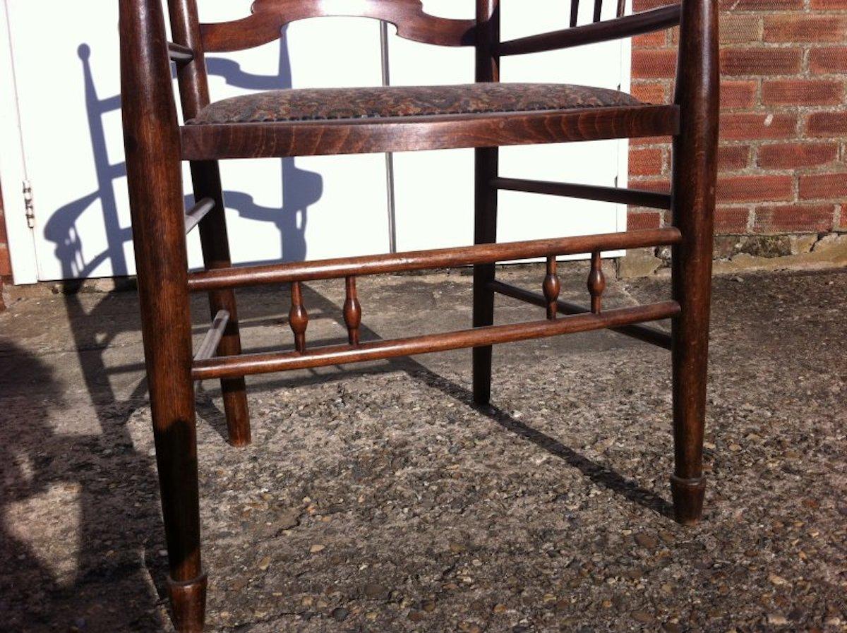 Liberty & Co Attributed, an English Walnut Arts & Crafts Ladder Back Armchair For Sale 2