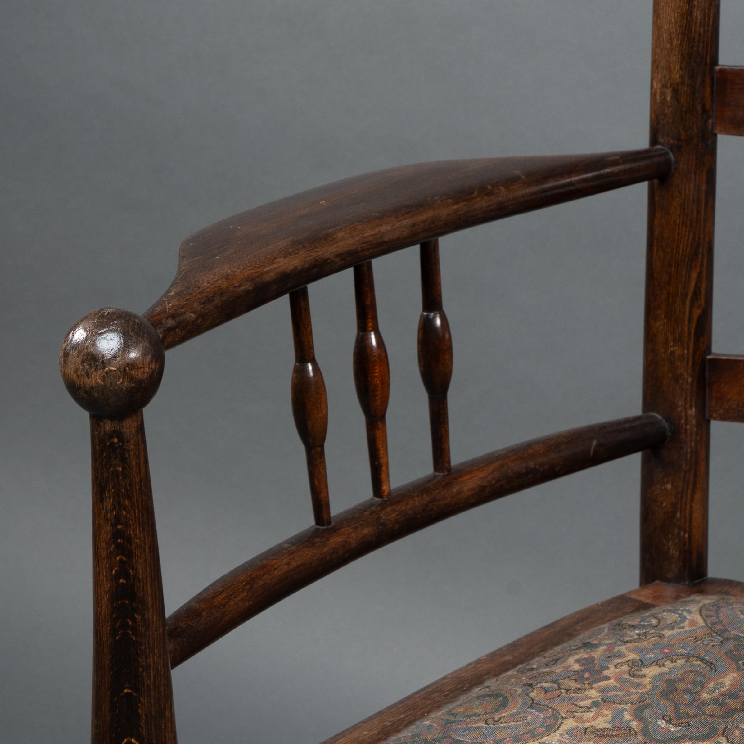 Liberty & Co Attributed, an English Walnut Arts & Crafts Ladder Back Armchair For Sale 2