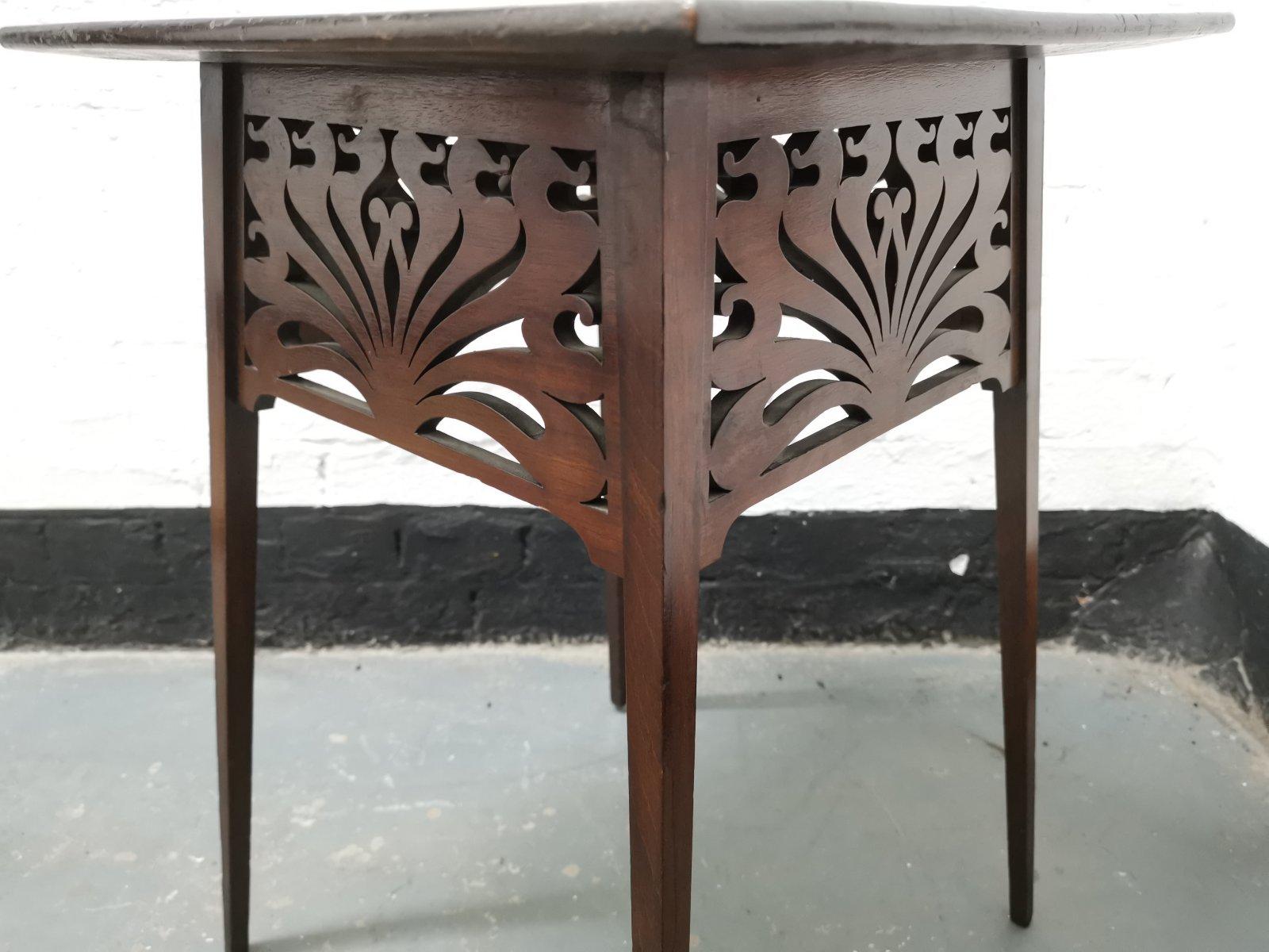 Hand-Crafted Liberty & Co, in the Style of A H Mackmurdo, an Art Nouveau Mahogany Side Table