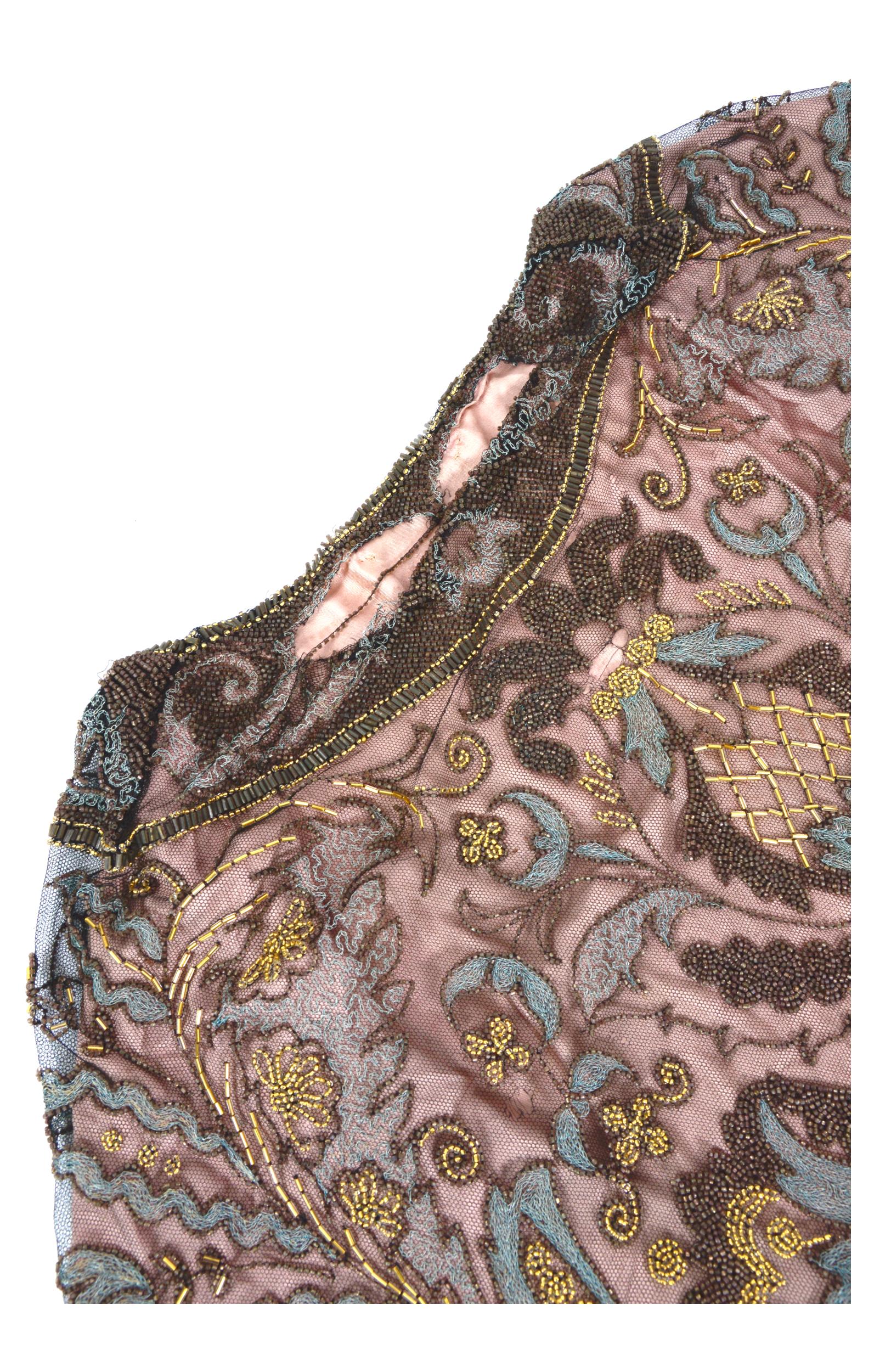 Liberty & Co London Paris art nouveau museum-worthy embellished beaded scarf  For Sale 2