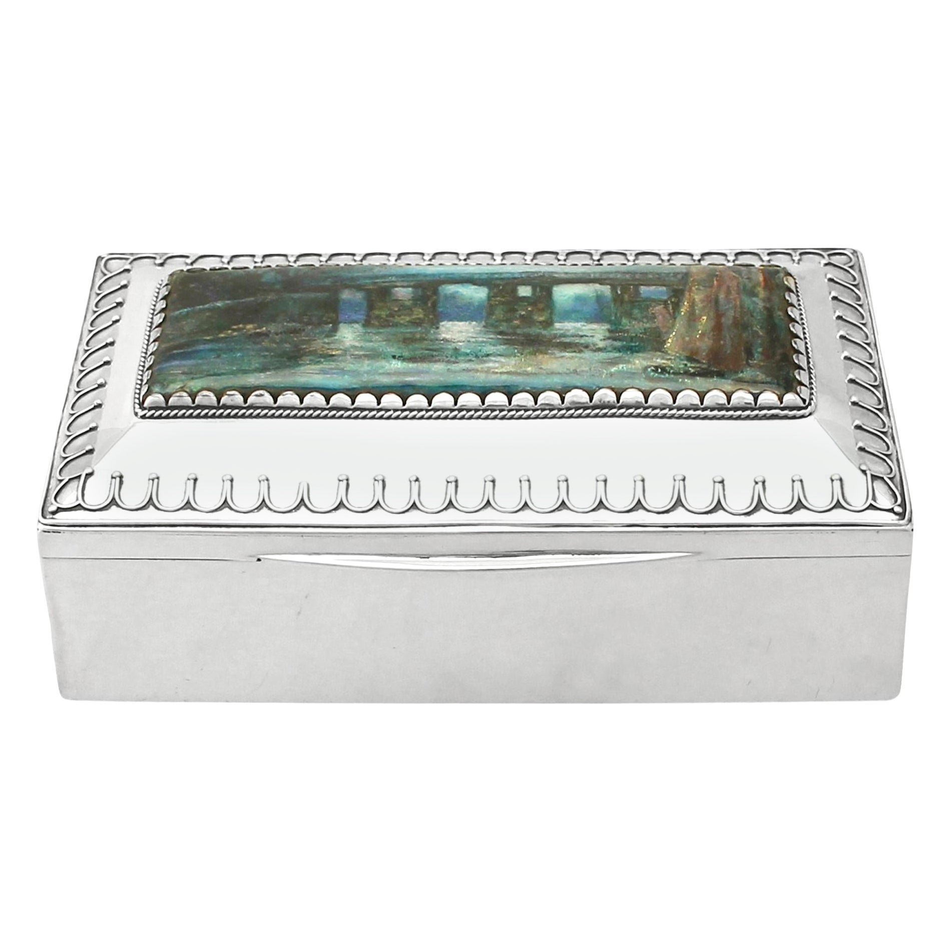 Liberty & Co Ltd Antique Edwardian Sterling Silver and Enamel Arts & Crafts Box
