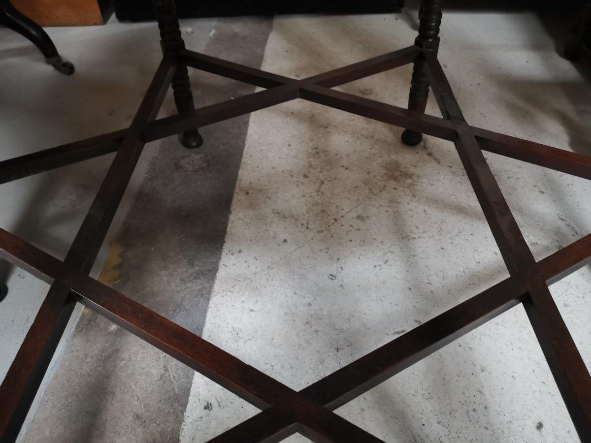 Liberty & Co. Walnut Centre Table on Turned Legs United by Star Shaped Stretcher 1