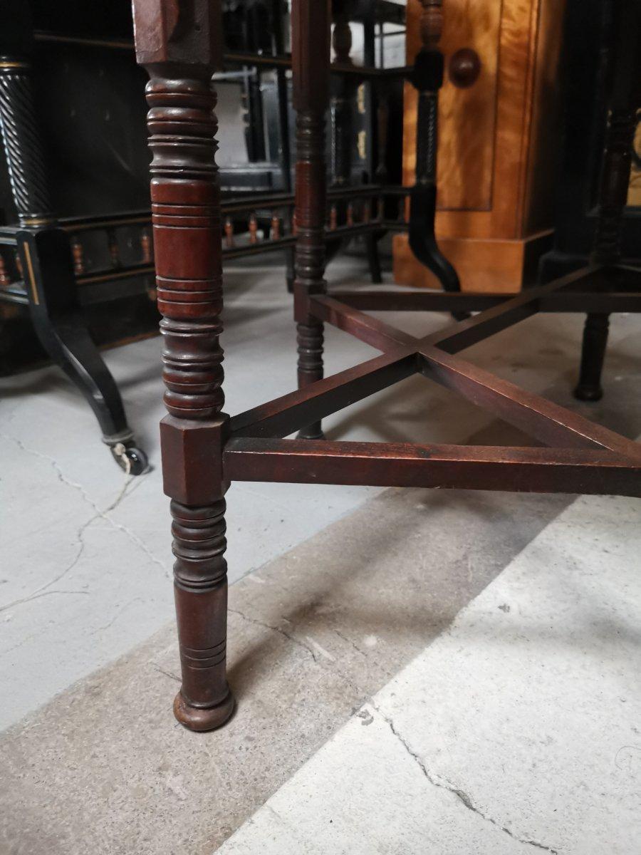 Liberty & Co. Walnut Centre Table on Turned Legs United by Star Shaped Stretcher 2