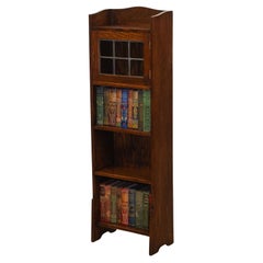 Liberty & Co Narrow Oak Open Bookcase With Leaded Glazed Cupboard Circa 1900