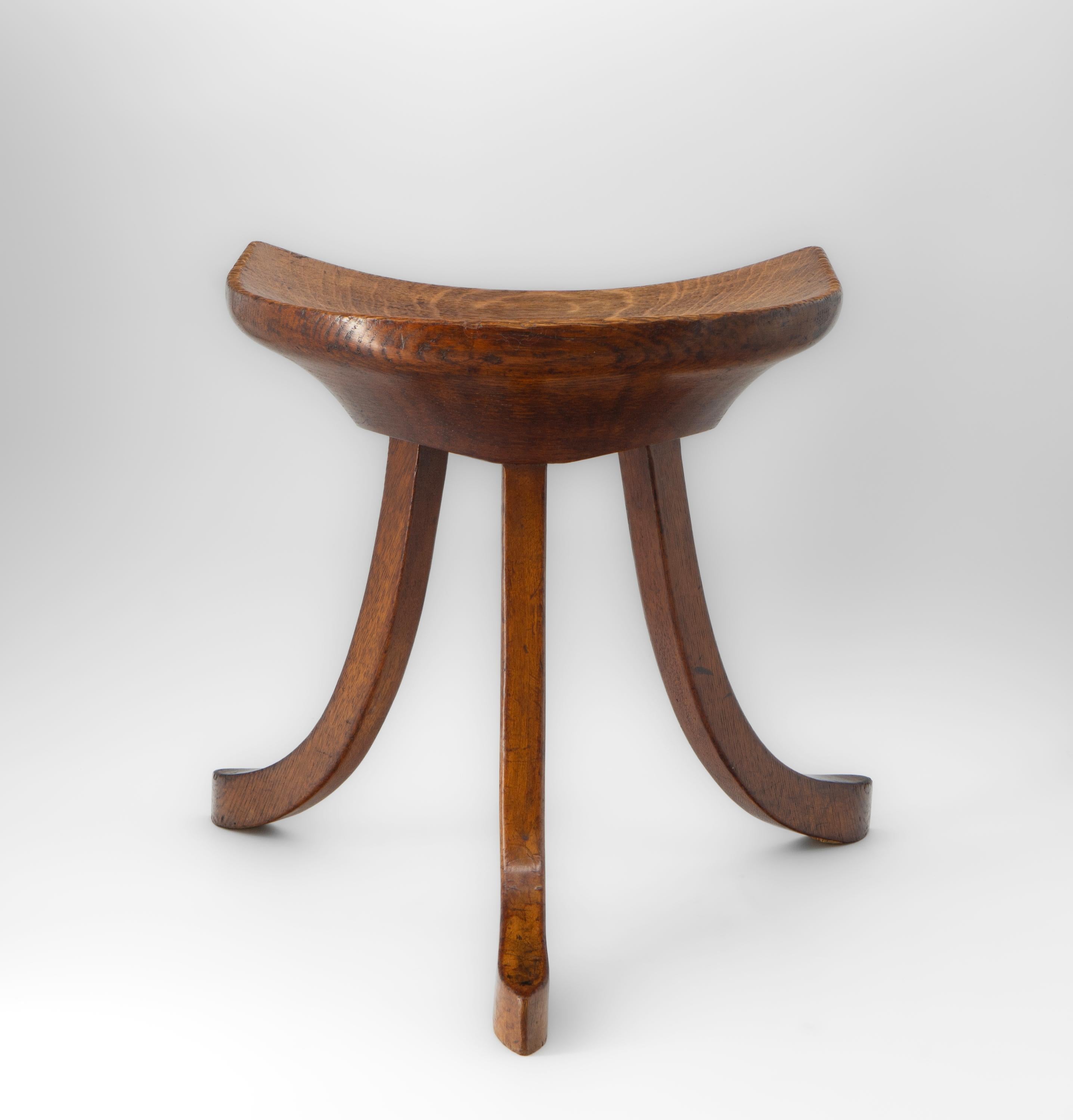 Arts and Crafts Liberty & Co Oak Thebes Stool Circa 1915. For Sale