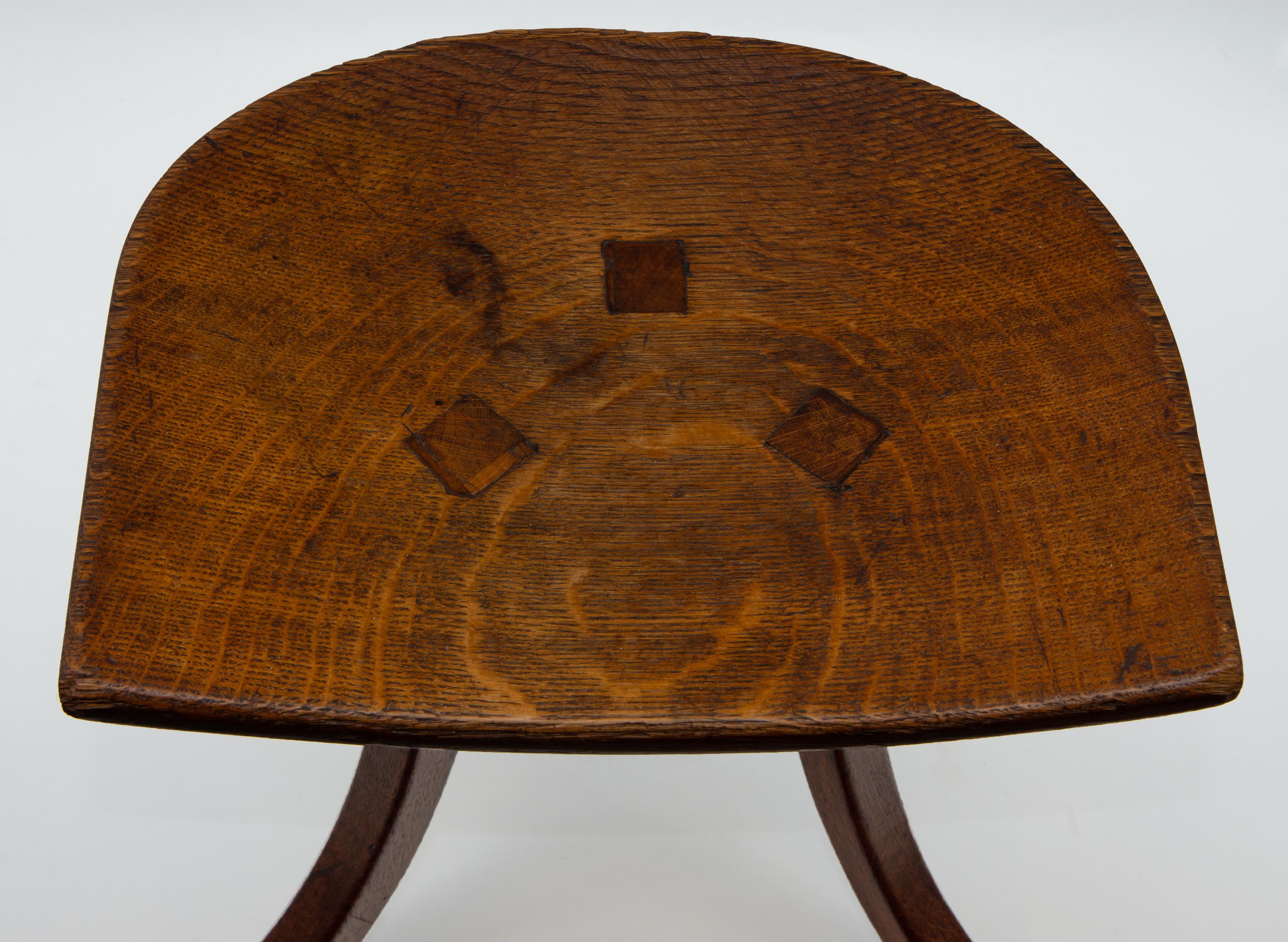 20th Century Liberty & Co Oak Thebes Stool Circa 1915. For Sale
