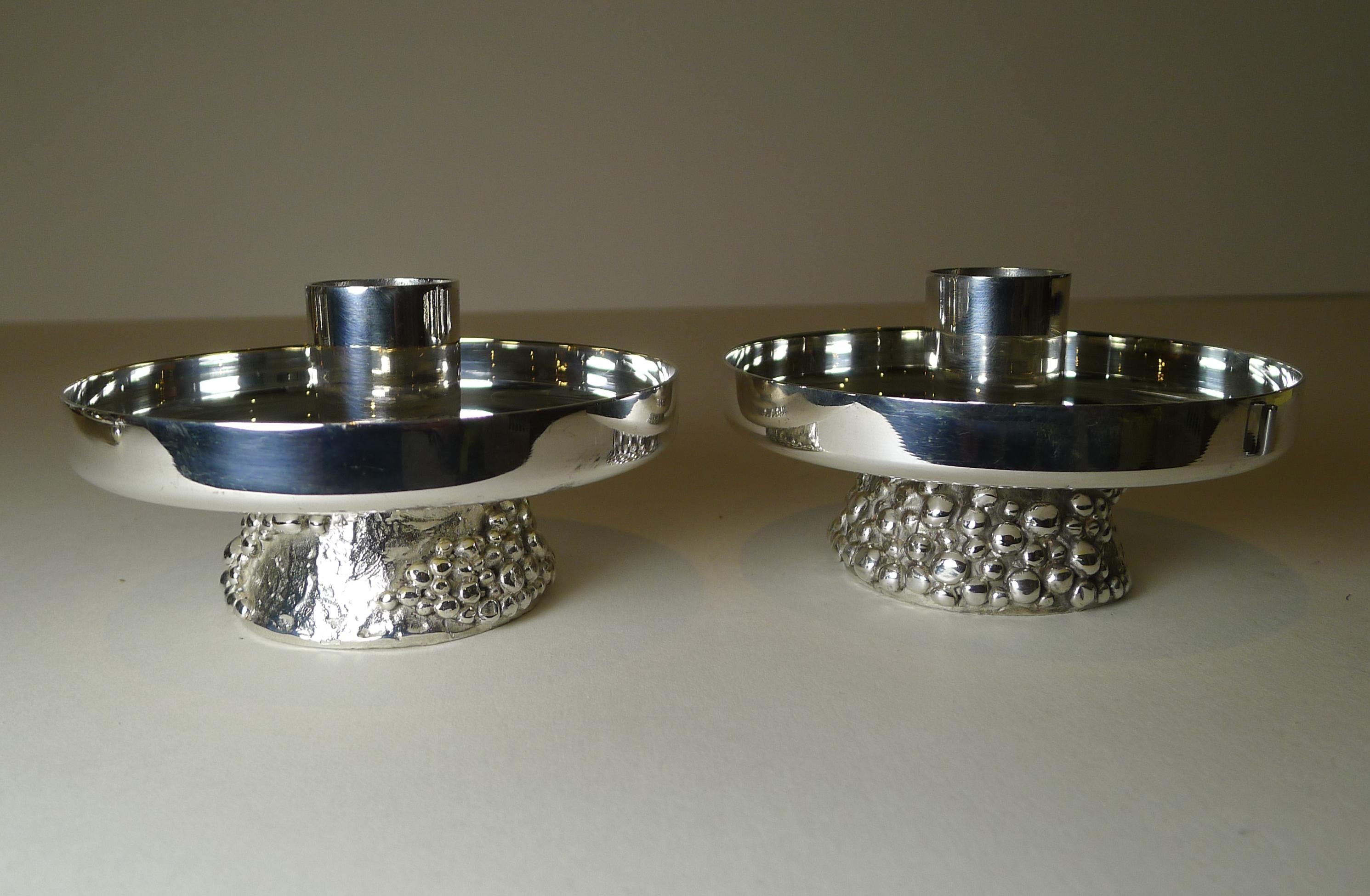 Liberty & Co., Pair Modernist Silver Plated Candlesticks, c. 1950 / 1960 For Sale 4