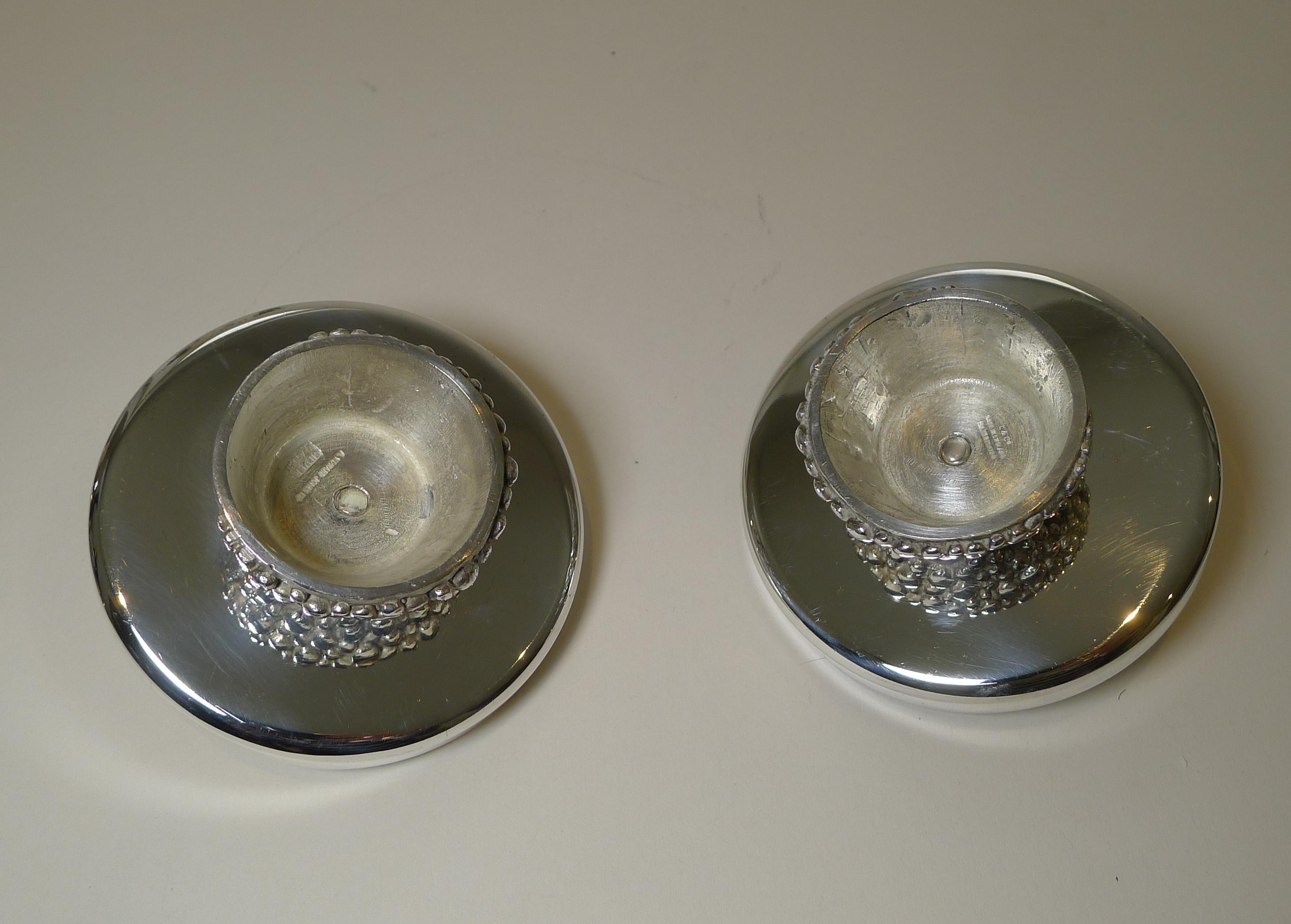 Liberty & Co., Pair Modernist Silver Plated Candlesticks, c. 1950 / 1960 For Sale 6