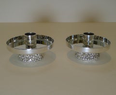 Liberty & Co., Pair Modernist Silver Plated Candlesticks, c. 1950 / 1960