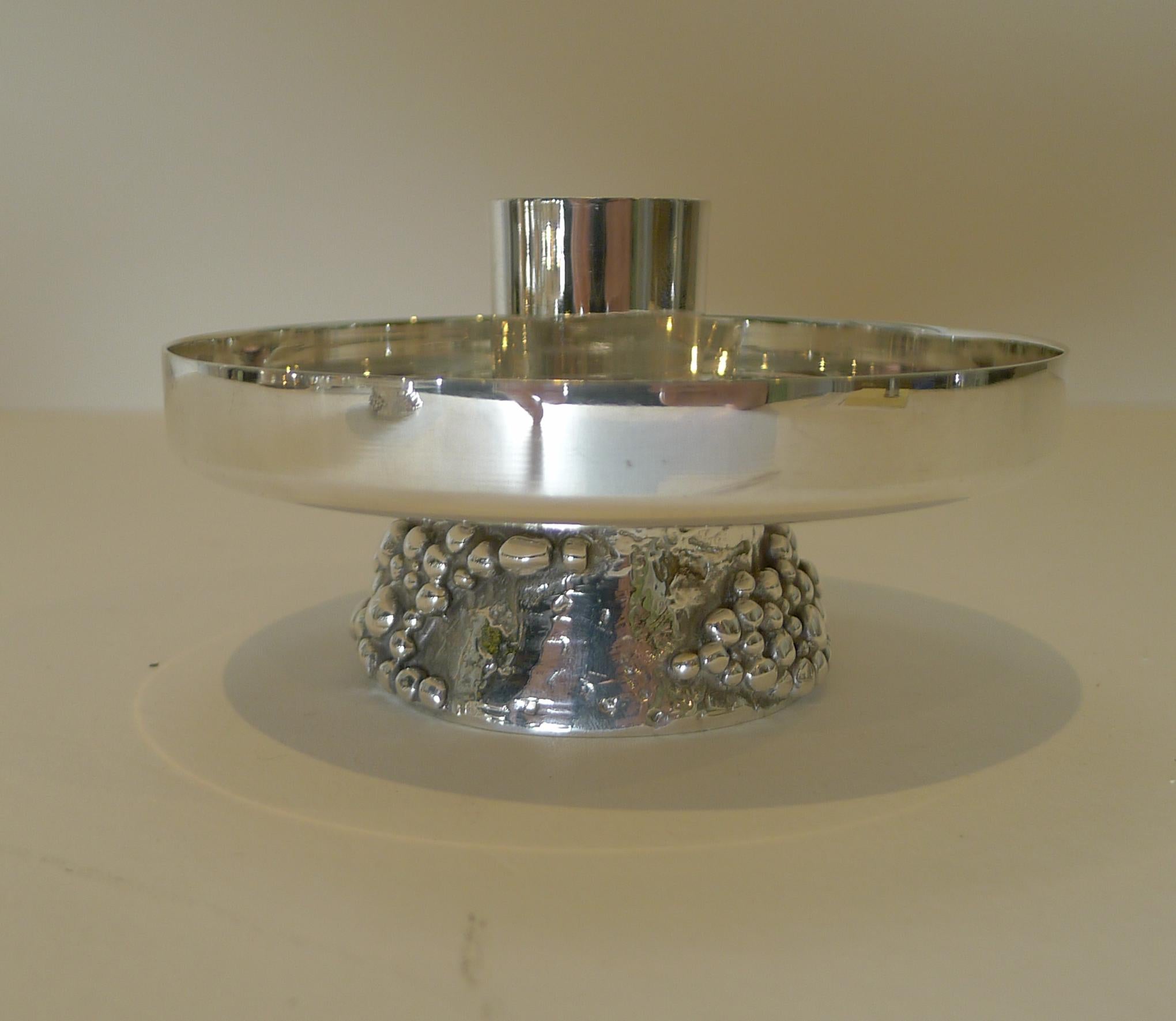 English Liberty & Co., Pair Modernist Silver Plated Candlesticks, c. 1950 / 1960 For Sale
