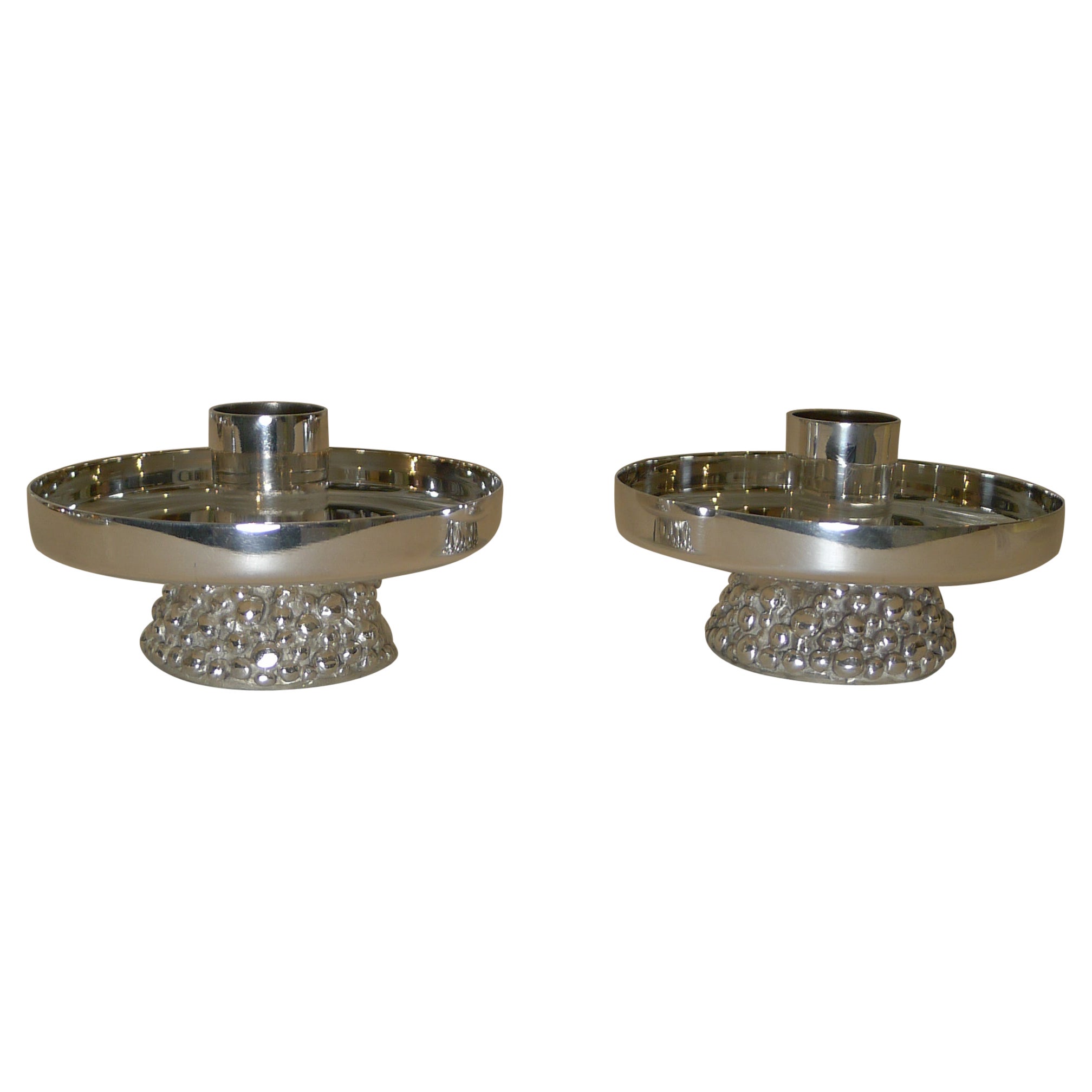 Liberty & Co., Pair Modernist Silver Plated Candlesticks, c. 1950 / 1960