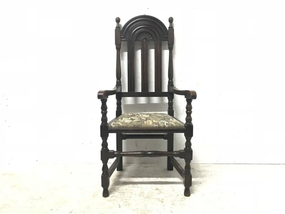 Liberty & Co. Set of 14 Gothic Style Arts & Crafts Oak Dining Chairs & Armchairs 5