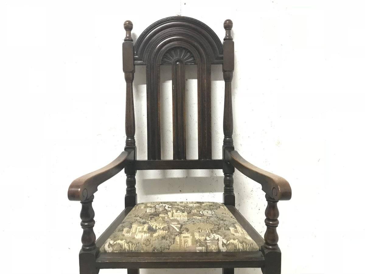 Liberty & Co. Set of 14 Gothic Style Arts & Crafts Oak Dining Chairs & Armchairs 6