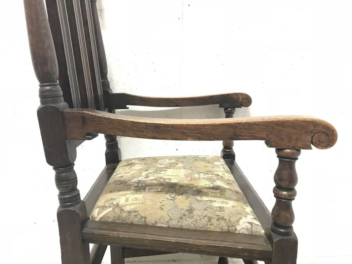 Liberty & Co. Set of 14 Gothic Style Arts & Crafts Oak Dining Chairs & Armchairs 10