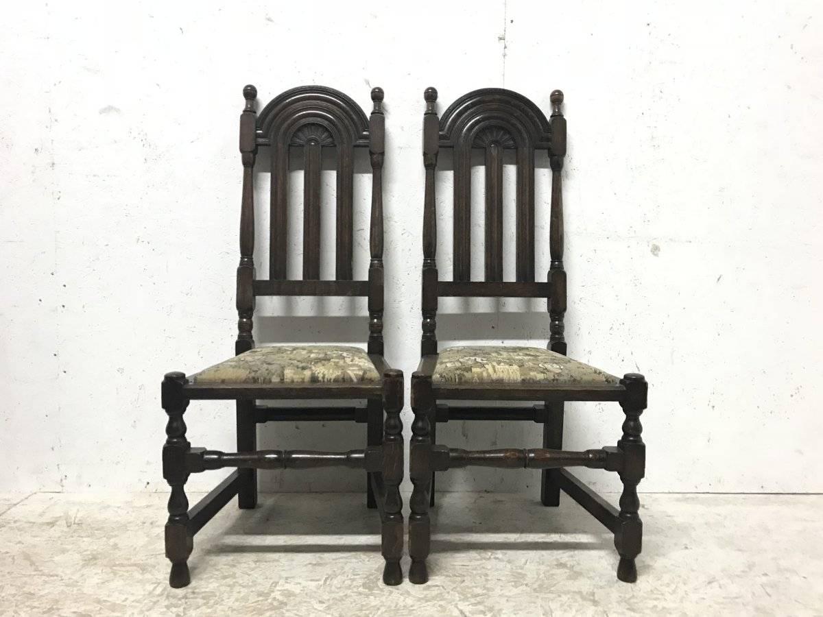 English Liberty & Co. Set of 14 Gothic Style Arts & Crafts Oak Dining Chairs & Armchairs