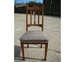 Liberty & Co. Six English Arts & Crafts Oak Dining Chairs with Heart Cut-Outs