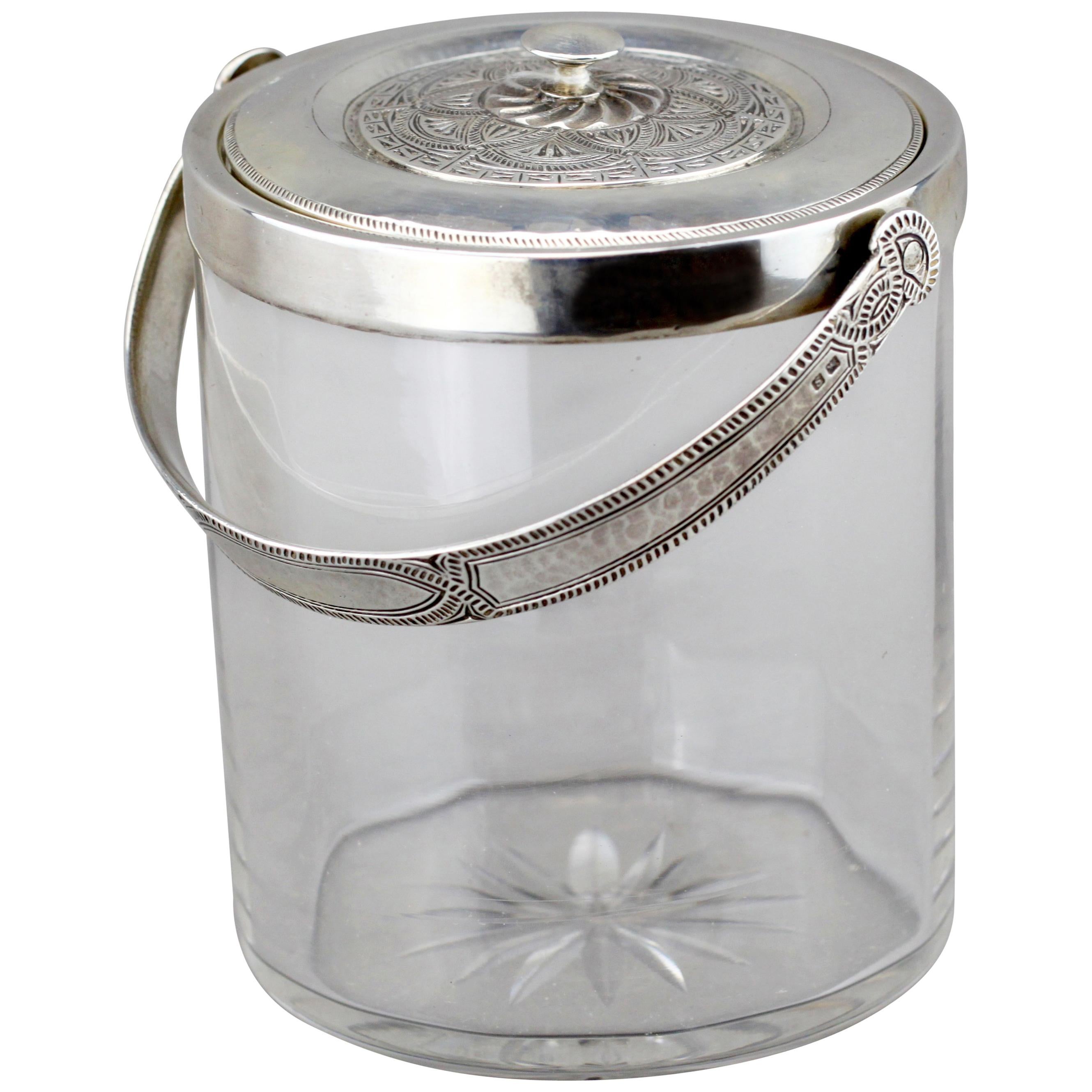 Liberty & Co., Sterling Silver and Glass Ice Bucket, Birmingham, 1917