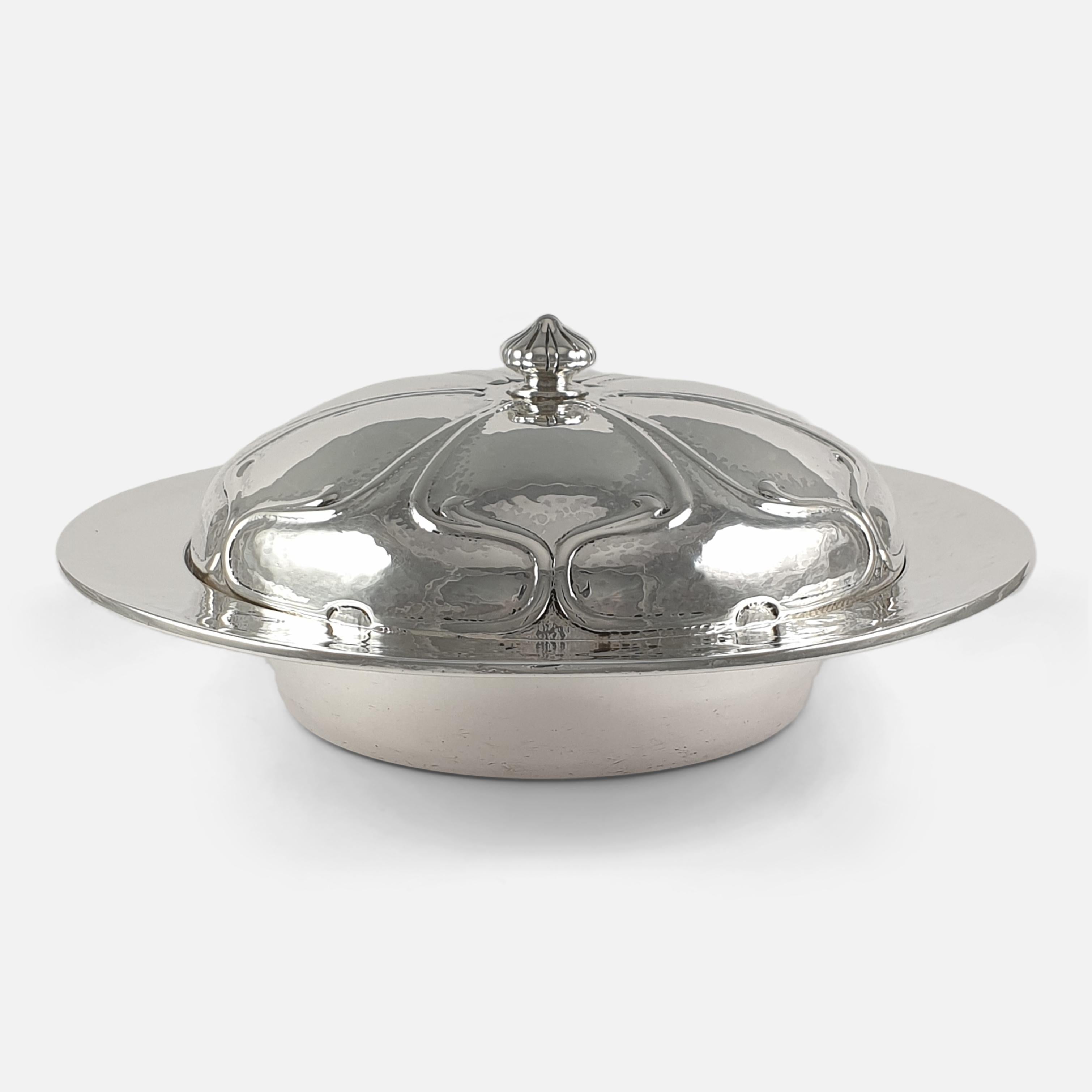 Liberty & Co Sterling Silver Muffin Dish by Oliver Baker For Sale 8