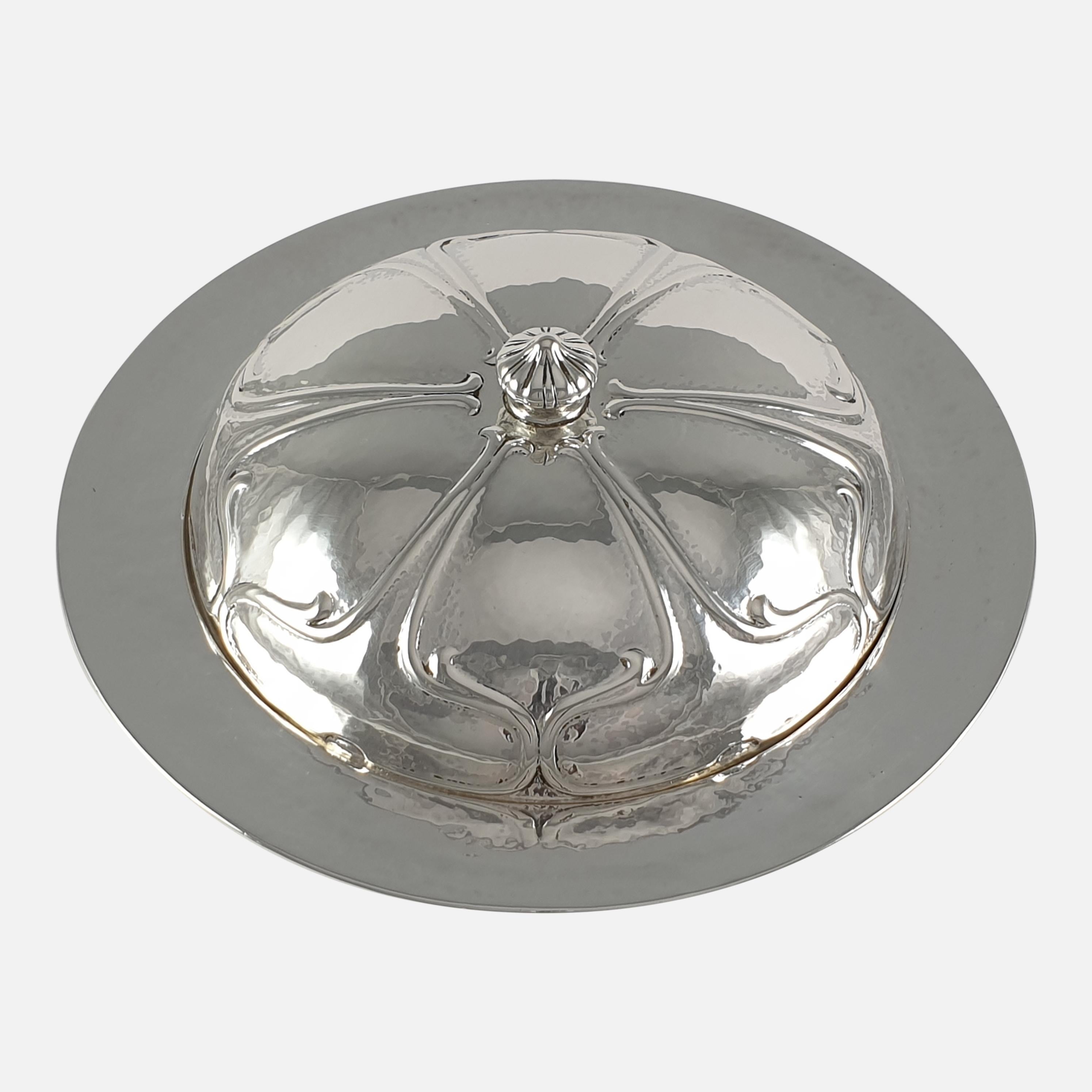 Early 20th Century Liberty & Co Sterling Silver Muffin Dish by Oliver Baker For Sale