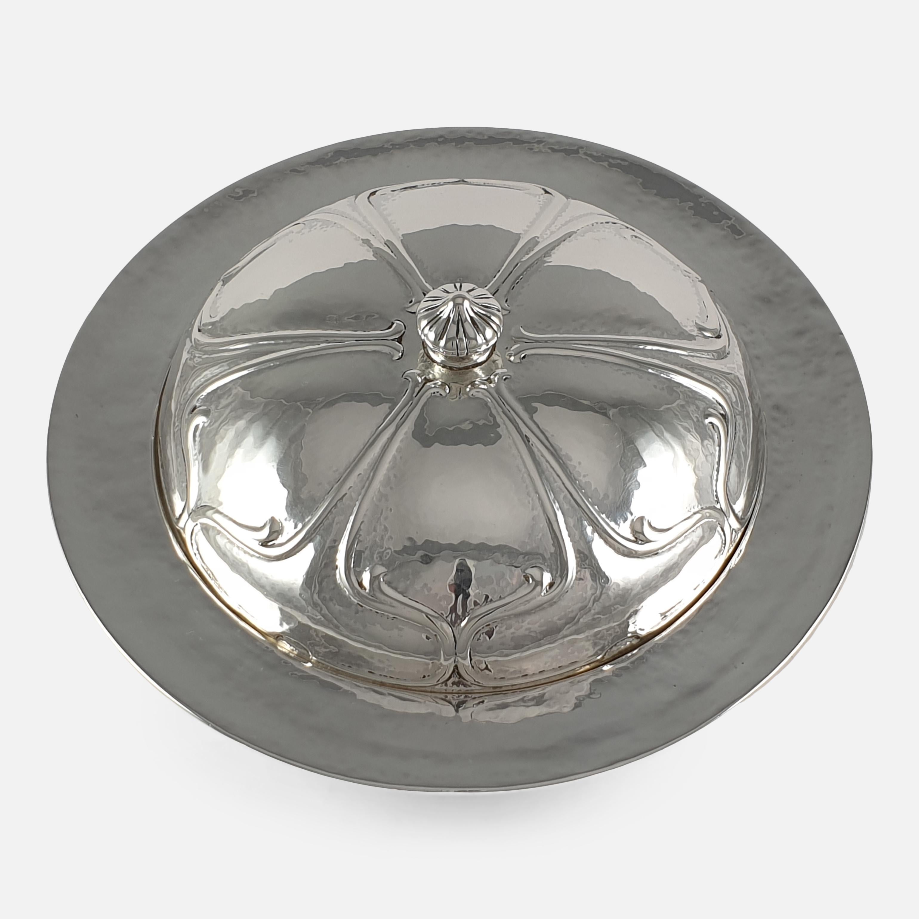 Liberty & Co Sterling Silver Muffin Dish by Oliver Baker For Sale 1