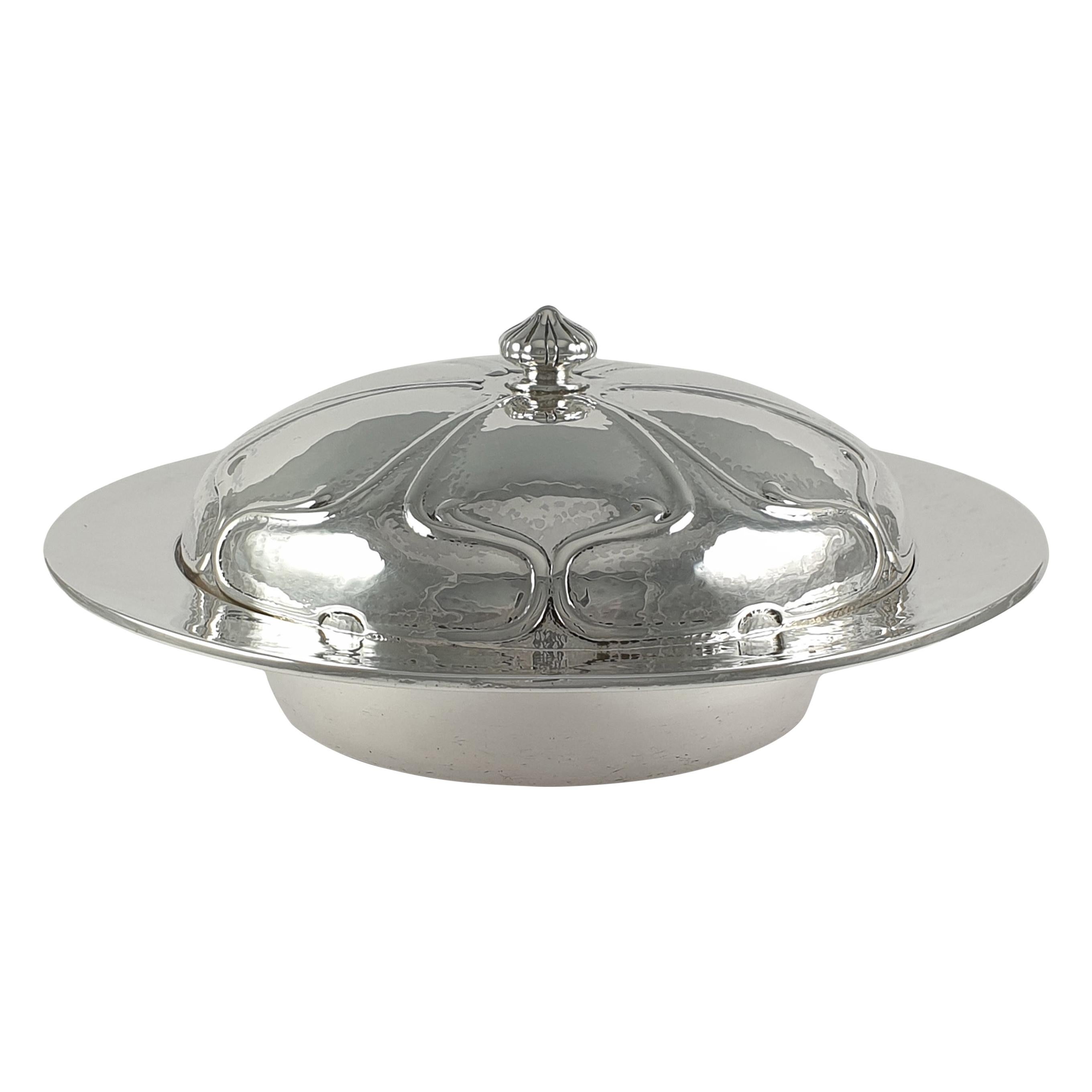 Liberty & Co Sterling Silver Muffin Dish by Oliver Baker For Sale