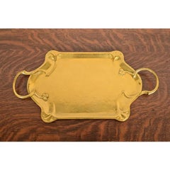 Liberty & Co. Style English Arts & Crafts Hammered Brass Handled Serving Tray