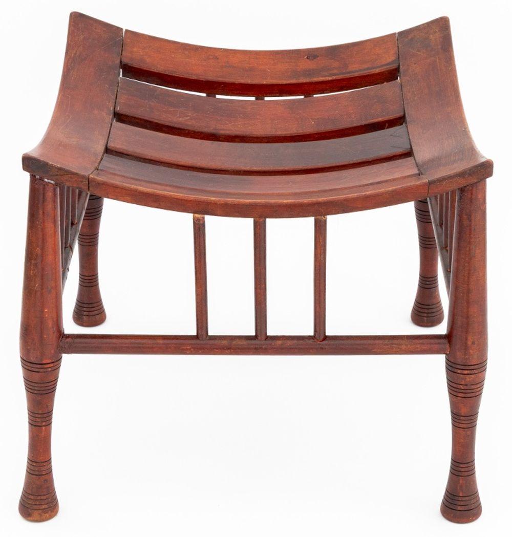 Liberty and Company Style Thebes Manner Wood Stool, early 20th century. 14.5