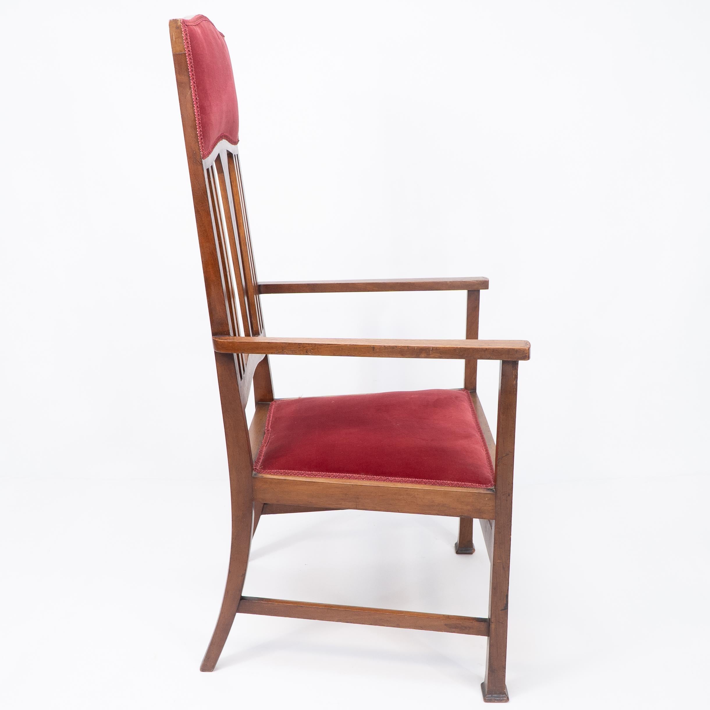 Liberty & Co. Arts and Crafts-Mahagoni-Sessel aus Mahagoni mit stilisierten Blumenintarsien im Angebot 10