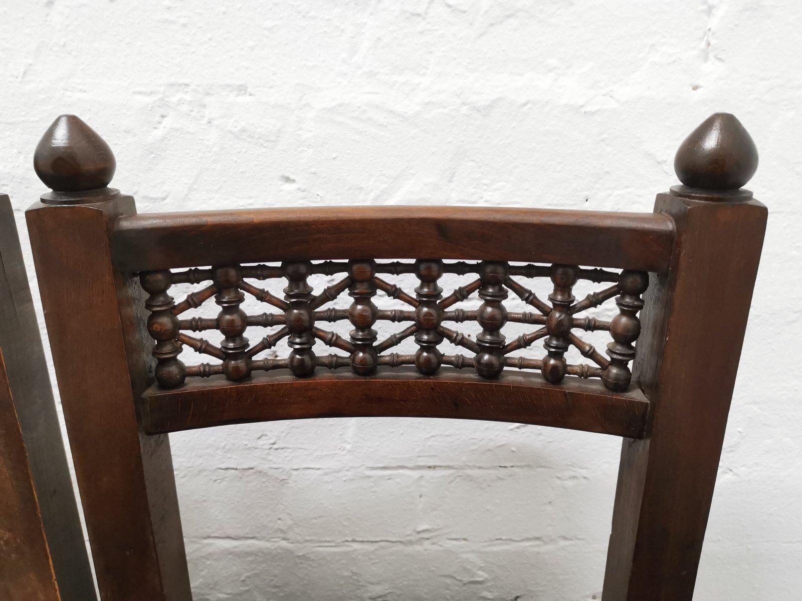 Hand-Crafted Liberty & Co. Two Moorish Side or Childs Chair with Mashrabiya Turned Details For Sale