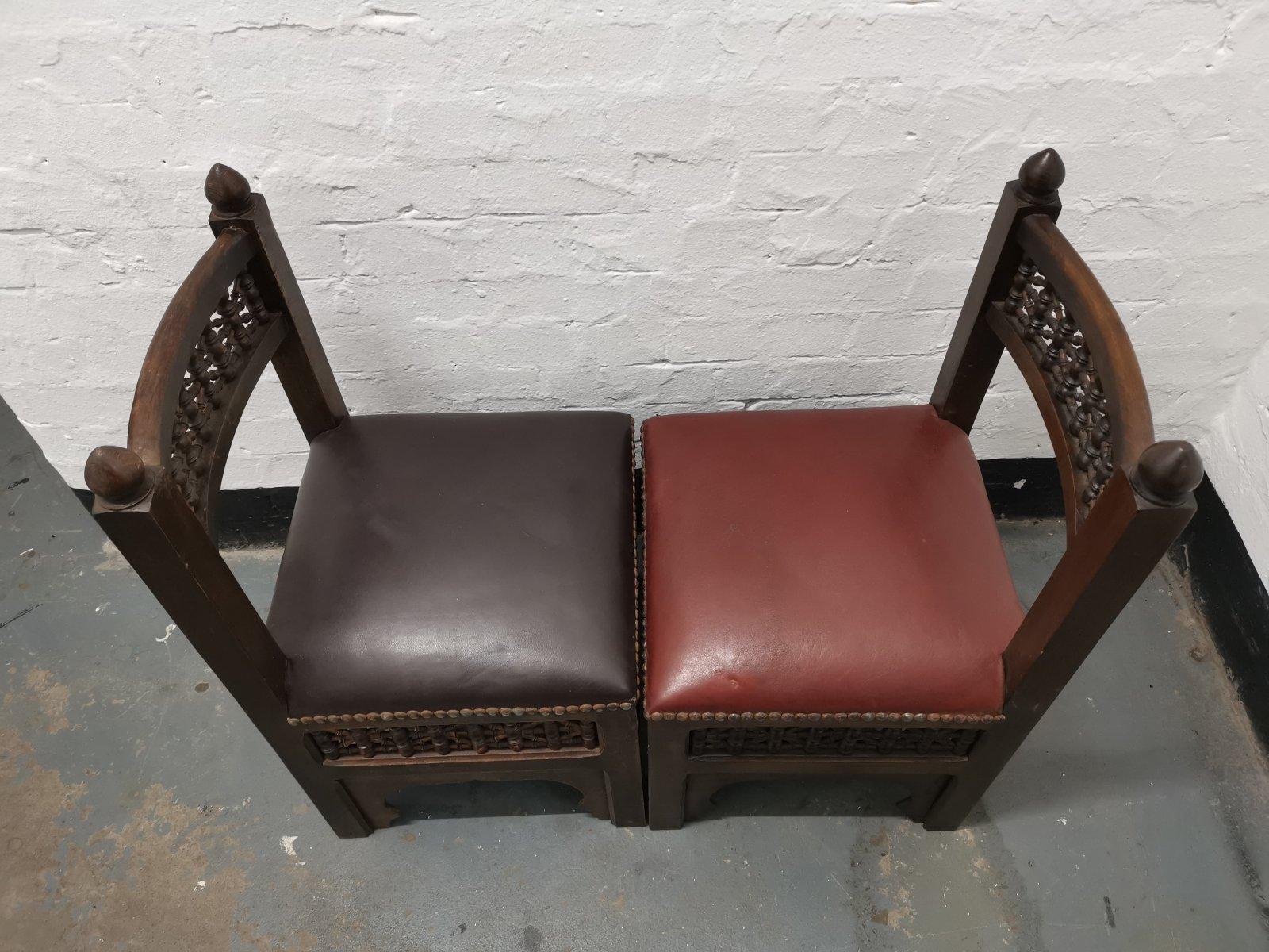 Liberty & Co. Two Moorish Side or Childs Chair with Mashrabiya Turned Details For Sale 2