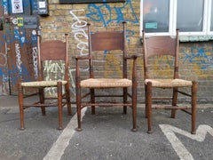 Liberty & Co., William Birch, Poltrona Arts & Crafts e due sedie laterali differenti