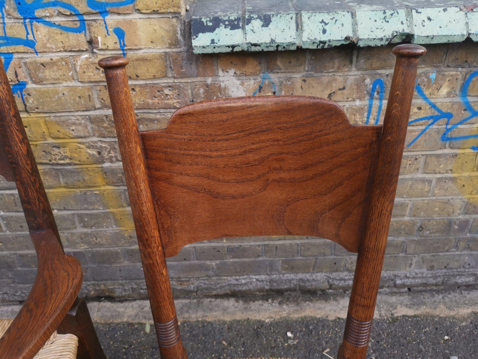 English Liberty & Co, William Birch, Arts & Crafts Armchair & Two Differing Side Chairs For Sale
